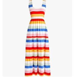 J. Crew Tiered Knit Rainbow Maxi Dress